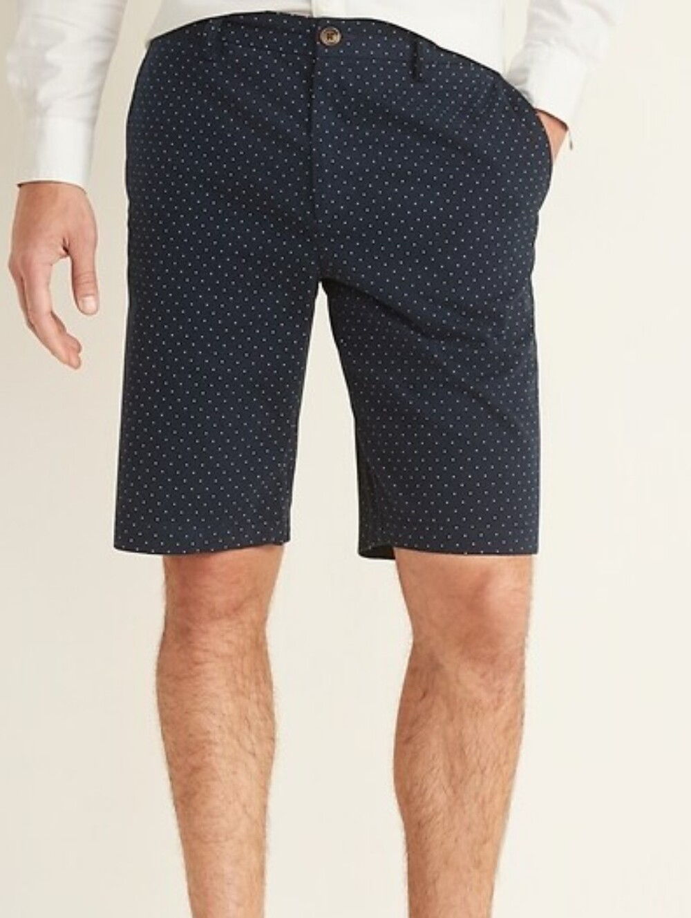 Old Navy Ultimate Slim Built-In Flex Shorts Mens 28 Navy White Polka Dot Chino
